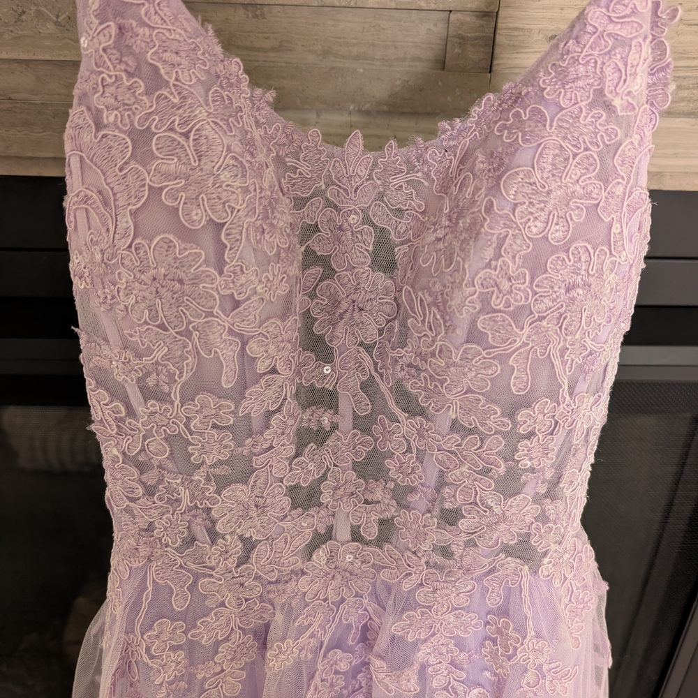 JJs House Lilac Embroidered Evening Prom, Quincenera, Bridal Dress - Picture 5 of 7